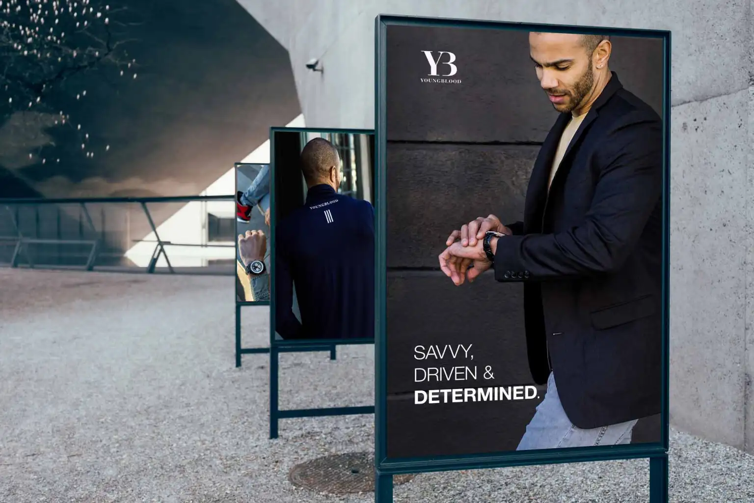 Young Blood ads outdoors